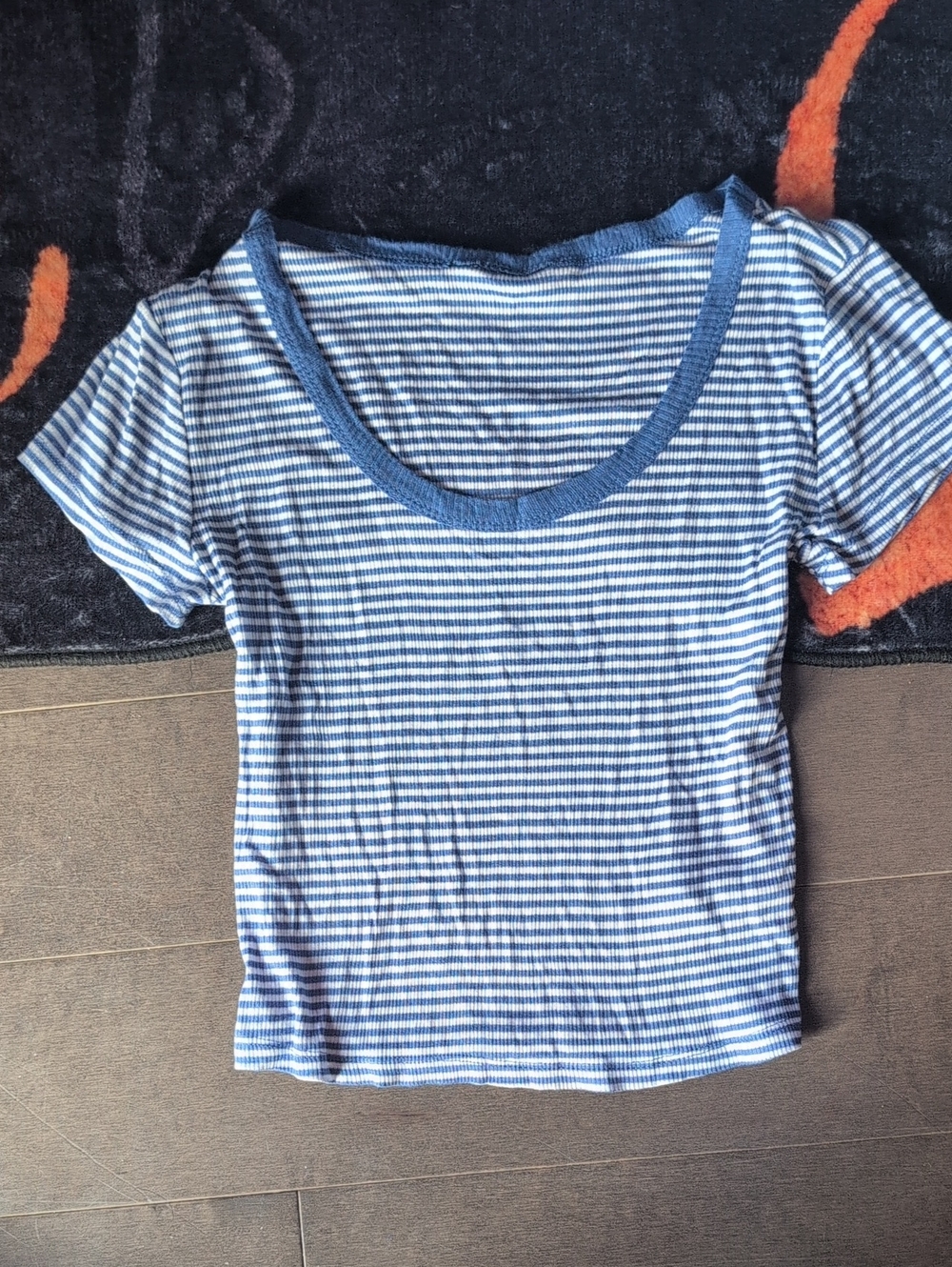 Urban Behavior Blue and White Striped Scoop Neck Tee
